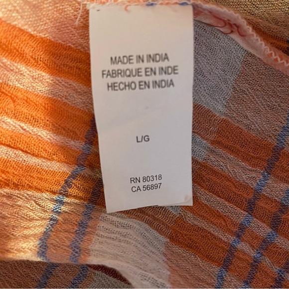 Lucky Brand Button Front Blouse Cap Sleeve Lightweight Pink Plaid Size Large - Picture 4 of 10